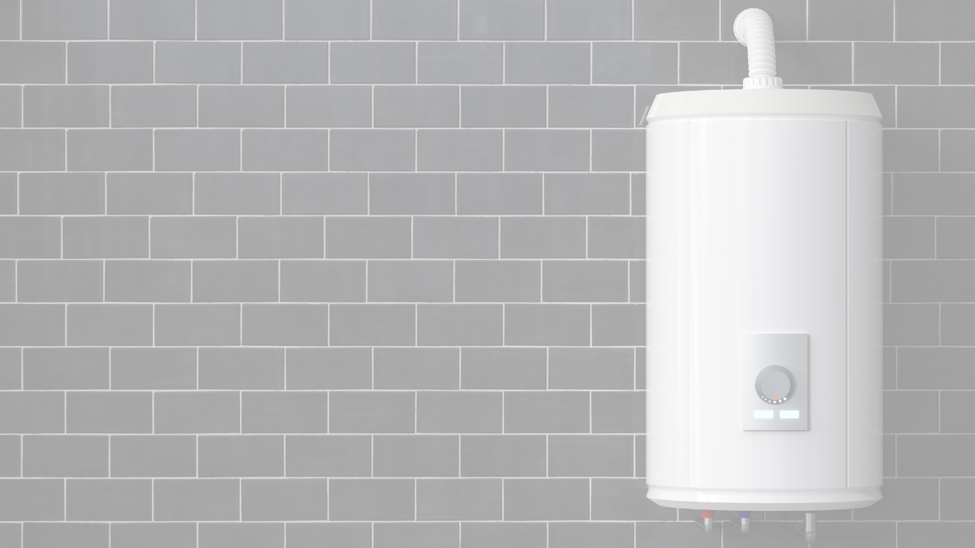 Image of a water heater installed on a black tile wall, foreshadowing the information Dr Comfort Cooling and Plumbing shares with homeowners about water heater replacement in Punta Gorda, Florida